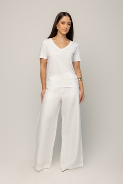 Calça Pantalona 100% Linho Branco - comprar online