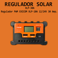 Regulador PWM EXICOM XLP-10A 12/24V 30 Amp.