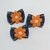 Trio de Lacinhos Jeans Azul e Flor Laranja