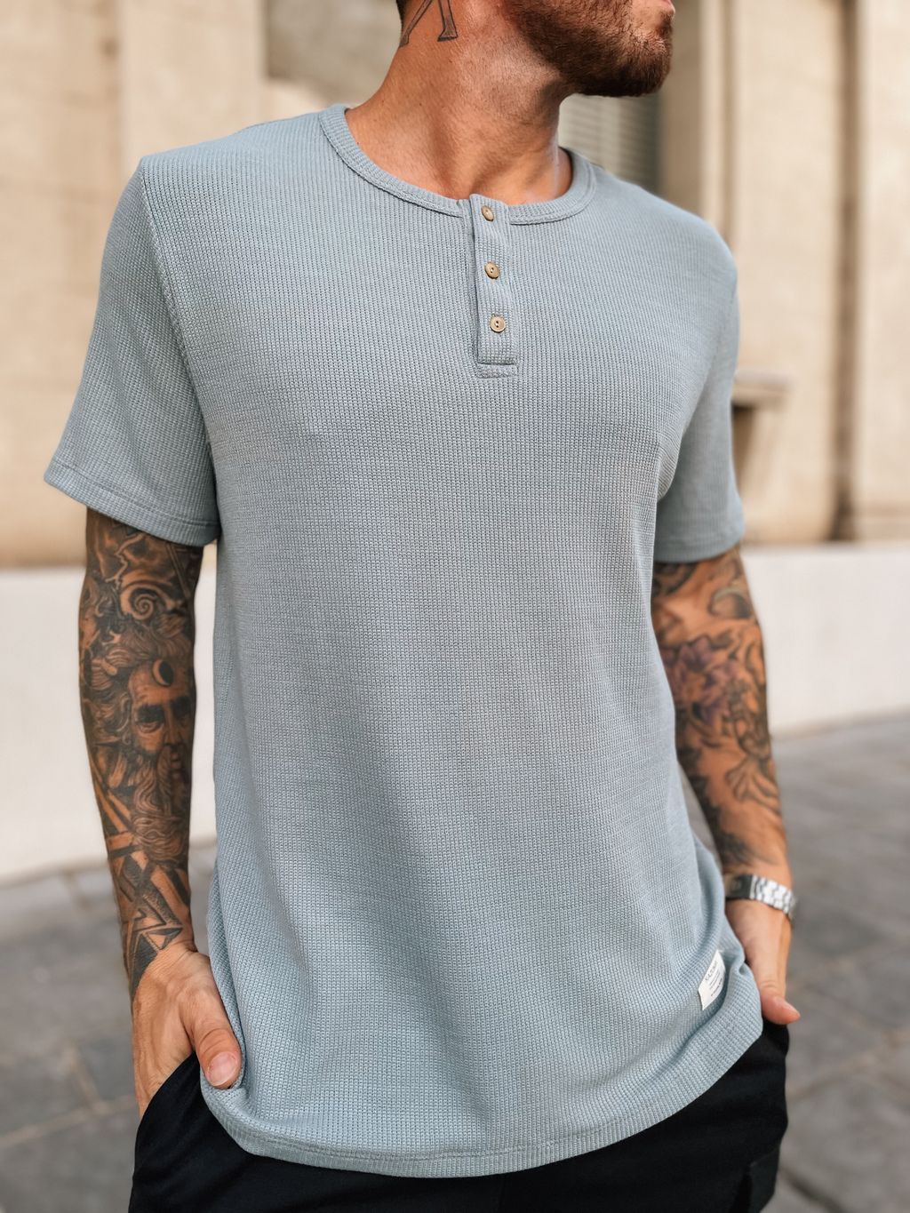 REMERA WAFFLE CANDELA GRIS