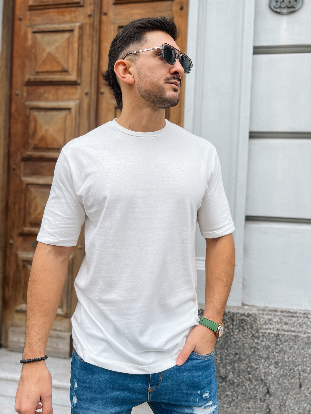 REMERA BASICA CUELLO REDONDO MARFIL