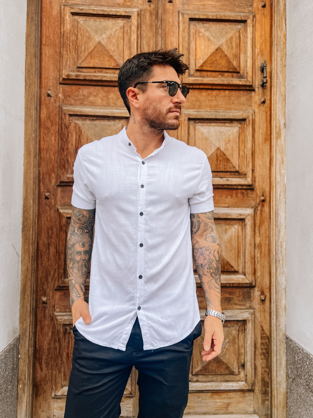 CAMISA LINO EMMA CUELLO MAO BLANCA