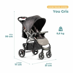 Coche Travel System Pikaboo You Gris - comprar online
