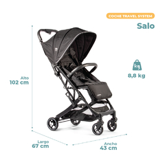 Coche Travel System Compacto Pikaboo Salo Negro - comprar online