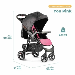 Coche Travel System Pikaboo You Rosado - comprar online