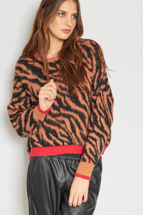 Animal print top sweater womens