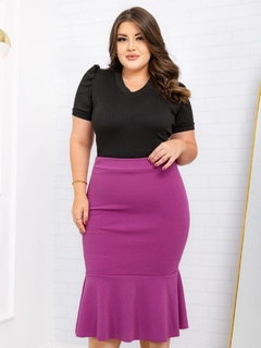 Saia Midi com Babado Fucsia Francine - Mi Amore - loja online