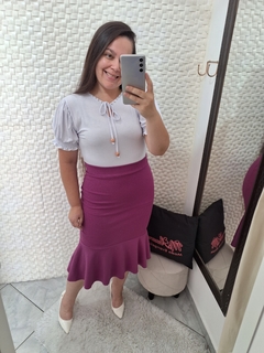 Saia Midi com Babado Fucsia Francine - Mi Amore - comprar online