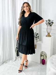 Pré Venda - Vestido Midi com Lastex Preto Melissa - Mi Amore - comprar online