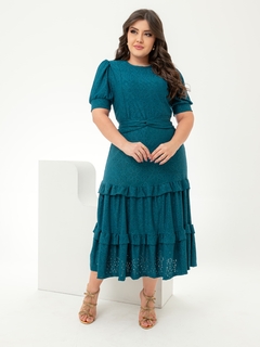 Vestido Midi Laise Azul Petróleo Marília - Mi Amore