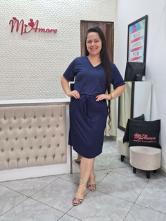 Vestido Plus Size Azul Marinho Neide - Mi Amore na internet