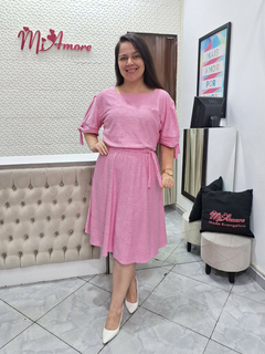 Vestido Plus Size Laise Rosa Bebê Viviane - Mi Amore