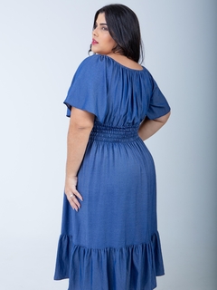 Vestido Plus Size Midi com Lastex Jeans Cibele - Mi Amore - comprar online