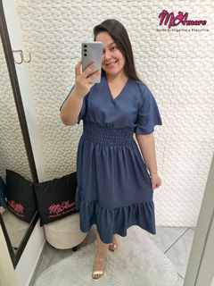 Pré Venda - Vestido Midi com Lastex Jeans Melissa - Mi Amore - loja online