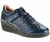 Sapato Fechado Anabela Comfort Salto 4cm - Np. Azul Marinho/ Perfurado