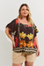 Blusa Estampada Flora Plus Size Marrom na internet