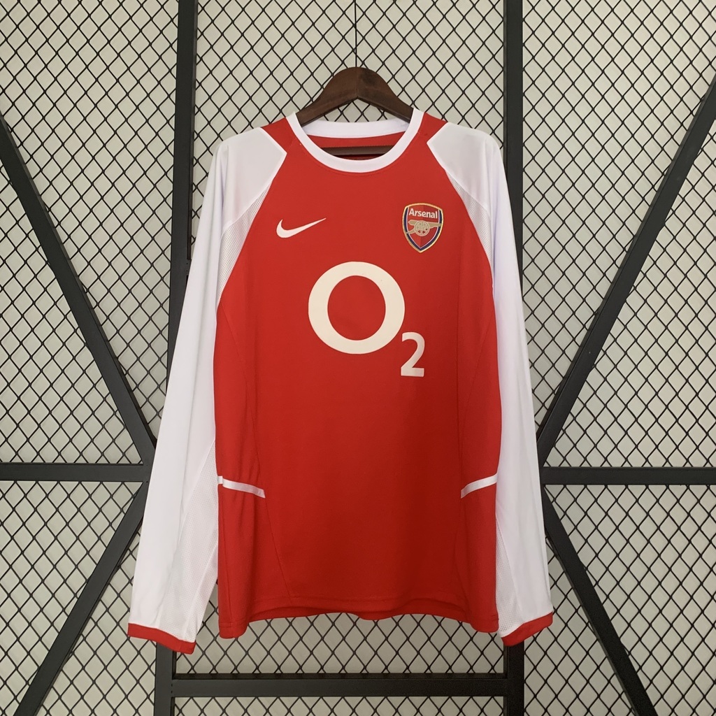 Camiseta Arsenal Retro Primera Equipacion Manga Larga 02 04 Rojo