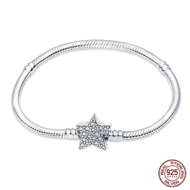 Pulseira Prata Feminina Estilo Pandora Modelo Star