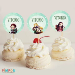 Kit imprimible personalizado - Demon Slayer chibi (verde) - comprar online