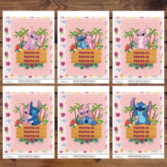 Mega Kit imprimible Etiquetas escolares - STITCH Y ANGEL ROSA - loja online