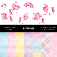 cliparts - images + digital papers - UNICORNS - collection 18 - buy online