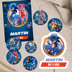 Image of printable kit with editable texts - sonic movie