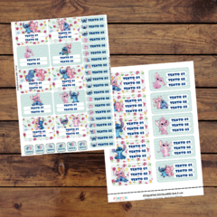 Mega Kit imprimible Etiquetas escolares - STITCH Y ANGEL CELESTE - comprar online