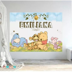 Banner imprimible digital 2 x 1.5 mts - winnie pooh y amigos bebe 01
