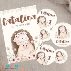 Kit imprimible personalizado - mapache floral - comprar online