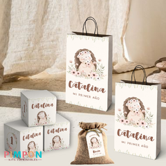 Kit imprimible personalizado - mapache floral - pimpon