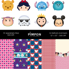 Cliparts + Papeles digitales - tsum tsum - disney - comprar online