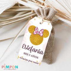 Kit imprimible personalizado - minnie mouse glitter dorado y rosa - pimpon