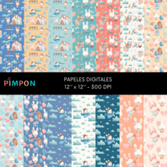 kit digital cliparts + fondos - pascuas - colección 02 - pimpon