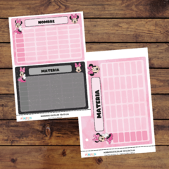 Mega Kit imprimible Etiquetas escolares - Minnie mouse rosa - pimpon