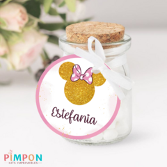 Kit imprimible personalizado - minnie mouse glitter dorado y rosa - loja online