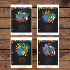 Mega Kit imprimible Etiquetas escolares - rainbow friends - loja online