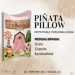 Piñata Pillow Imprimible - granja acuarela rosa - comprar online