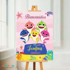 Kit imprimible textos editables - Baby Shark (rosa)