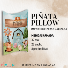 Piñata Pillow Imprimible - granja acuarela celeste - comprar online