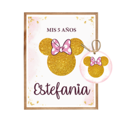 Kit imprimible personalizado - minnie mouse glitter dorado y rosa