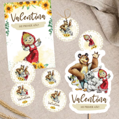 Imagen de Kit imprimible personalizado - Masha Y El Oso Girasoles