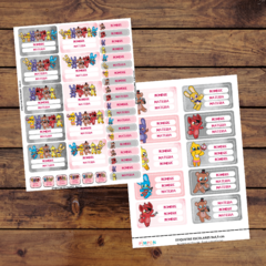 Mega Kit imprimible Etiquetas escolares - Five Nights at Freddy's chibi rosa - comprar online