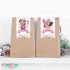 Kit imprimible textos editables - MINNIE MOUSE ROSA MOD. 2 - pimpon