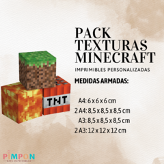 Kit imprimible personalizado cajas cubo TEXTURAS MINECRAFT - comprar online