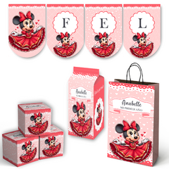 Printable kit editable texts - RED MINNIE MOUSE MOD. 2