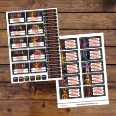 Mega Kit imprimible Etiquetas escolares - Five Nights at Freddy's - pimpon