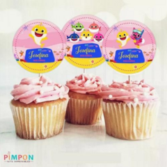 Kit imprimible textos editables - Baby Shark (rosa) - pimpon