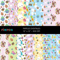 kit digital cliparts + fondos - pascuas - colección 09 - pimpon