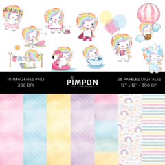 cliparts - images + digital papers - UNICORNS - collection 0 - buy online