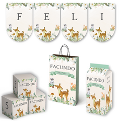 Personalized Printable Kit - - Green Forest Animals 1